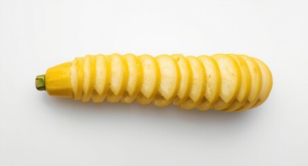 Naklejka premium Yellow squash sliced into rounds and laid on white background