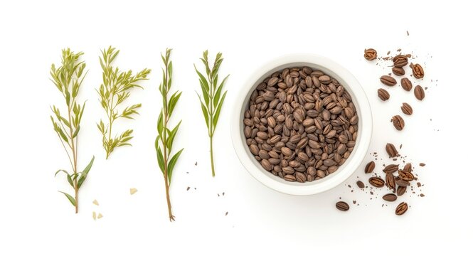Pure Andrographis paniculata components isolated on bright white background