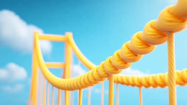 Close-Up View of Suspension Bridge Cables Under Clear Blue Sky