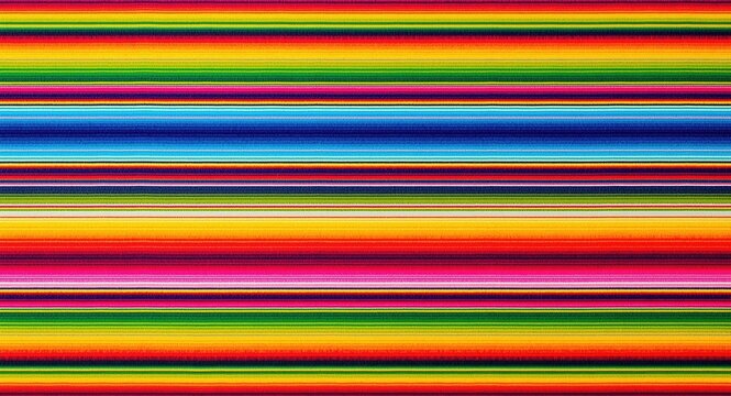 Vibrant serape background featuring colorful stripe patterns with ample copy space for Mexican fiesta themes