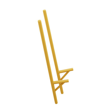 Abstract 3D bamboo stilts isolated on white background representing traditional Indonesian walking game equipment cultural balance activity concept