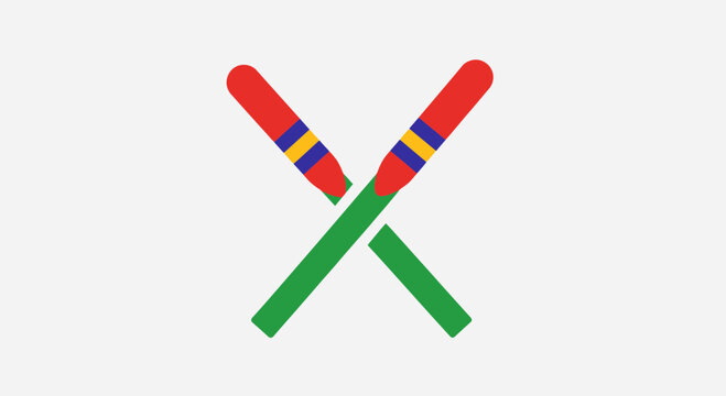 Crossed Drumsticks on White Background, Music Symbol