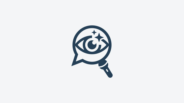 Eye Icon in Magnifying Glass Logo Design