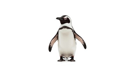 Fototapeta premium Single gentoo penguin against a flawless white backdrop
