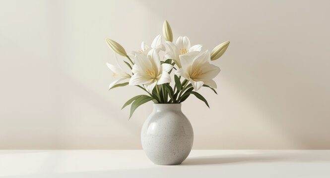 Greeting card mockup showing Lagurus ovatus blooms in a refined vase with a smooth neutral studio background