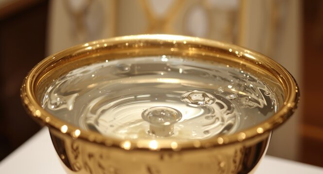 Holy water in a sacred vessel ready for baptism and chrism