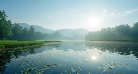 Fototapeta premium Tranquil scene capturing the essence of digital transformation in clean bioenergy production