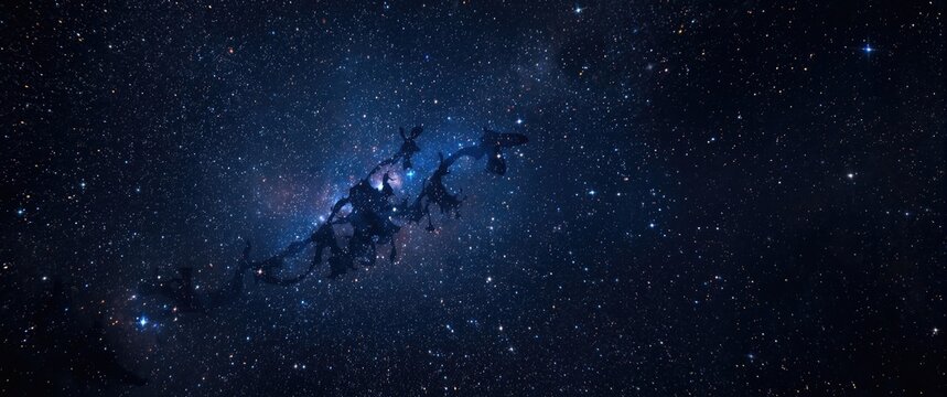 Star filled fantasy background with recursive droste design