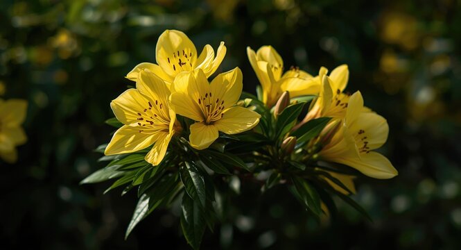 Yellow Nerium oleander flowers opening fully on mature plants