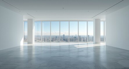 Fototapeta premium Vacant room featuring wall-to-wall window views