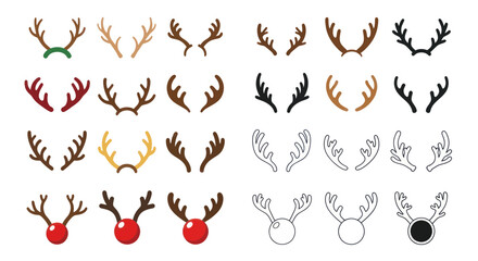 Christmas Antlers Collection: Reindeer Horns, Festive Headwear, Vector Graphics © Ketik