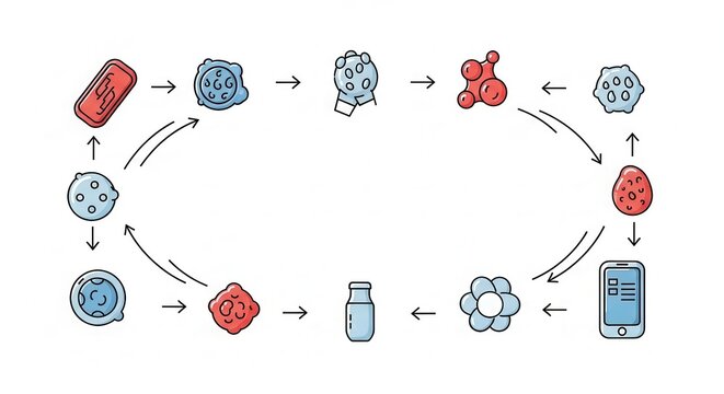 Cell Cycle Diagram: Bacterial Growth, Division, and Replication Process