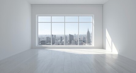 Fototapeta premium Empty studio area with clear window view