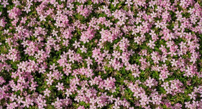 Dense mat of pink creeping phlox flowers in a sunny spring garden