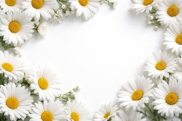 Fototapeta premium White background with copy space and close up daisies for text placement