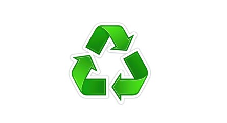 Obraz premium Green recycle icon presented isolated on white with a clipping path effect