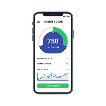 Smartphone displays credit score report 1.
