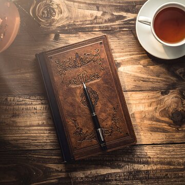 Journaling with Tea - A Moment of Reflection and Creativity on Wood.