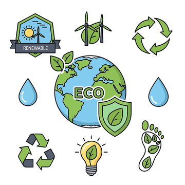 Eco friendly symbols and icons green.