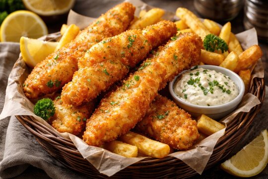 Deep fried Basa fillet pieces served as crispy chips