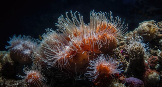 Various tunicates displaying unique marine adaptations