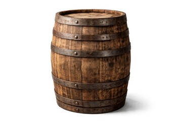 Fototapeta premium Vintage wooden barrel on a clean white background