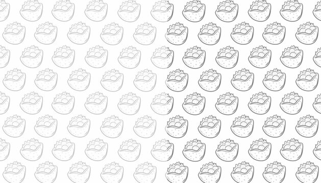 Falafel Seamless Repeat Pattern. Middle Eastern Chickpea Ball. Traditional Arab Street Food. Hand Drawn Bowl Illustration. Mediterranean Snack Vector Background.