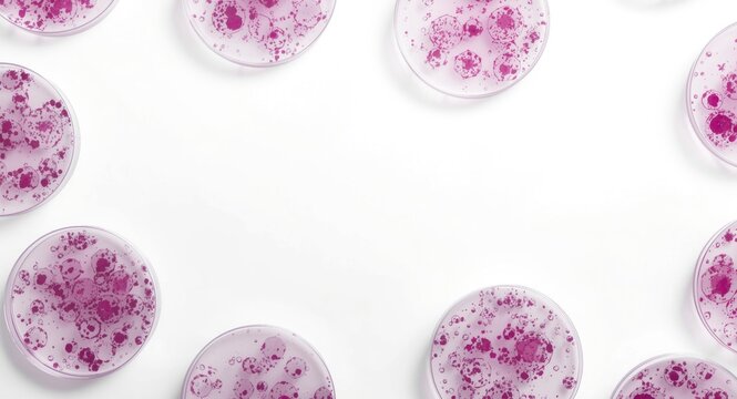 White backdrop displaying Petri dishes with cobalt chloride solution for chemical science illustration