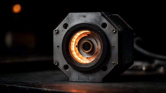 Close-up of glowing electronic component.