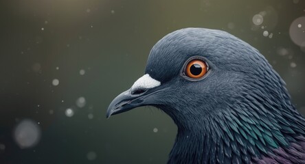 Fototapeta premium Expressive pigeon eye showcasing beautiful feather patterns