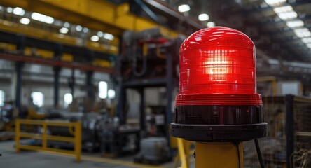 Fototapeta premium Red safety beacon for warning in factory complex