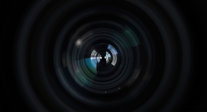 Close up shot through telephoto lens showing sharp camera focus