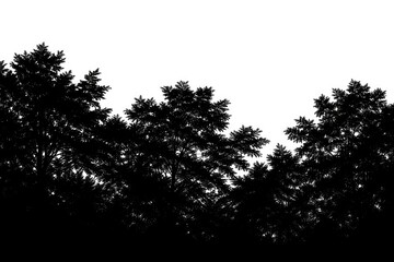 Obraz premium A detailed treeline silhouette on a plain white background with intricate leaf shapes