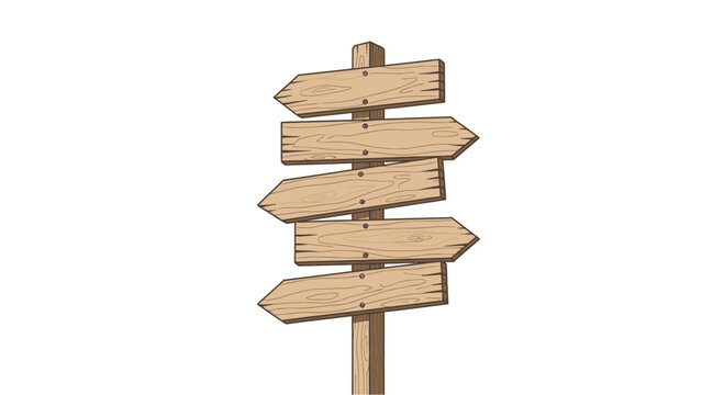 Wooden directional signpost with multiple arrows indicating different directions, symbolizing choices and guidance