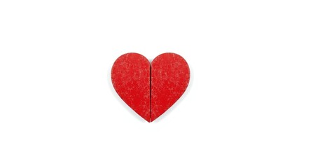 Obraz premium Symbol of affection with paired wooden hearts in red and white against plain white