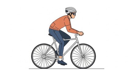 Naklejka premium Cyclist riding a bicycle, wearing helmet and sportswear, active lifestyle, outdoor sport