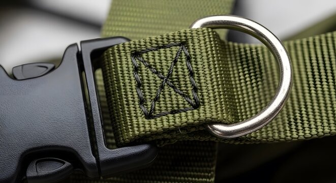 Rugged Green Nylon Belt with Metal D Ring Buckle