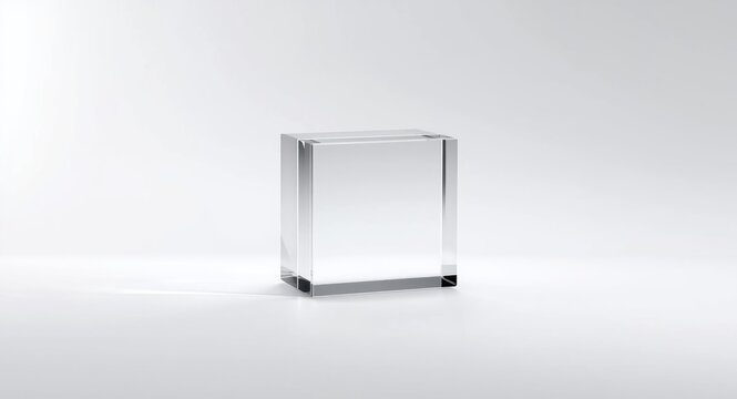 Smooth acrylic block placed against a uniform white background