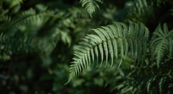 western sword fern fronds with visible veins and serrated edges