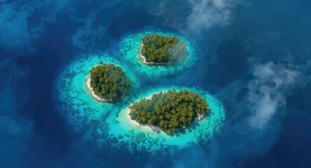 Obraz premium Top down image of magical crocodile shaped isles in a vivid island environment