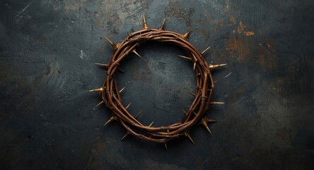 Fototapeta premium Still life setup with a crown of thorns captured from above
