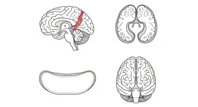 Brain Anatomy: Sagittal and Axial Views Highlighting the Cingulate Gyrus