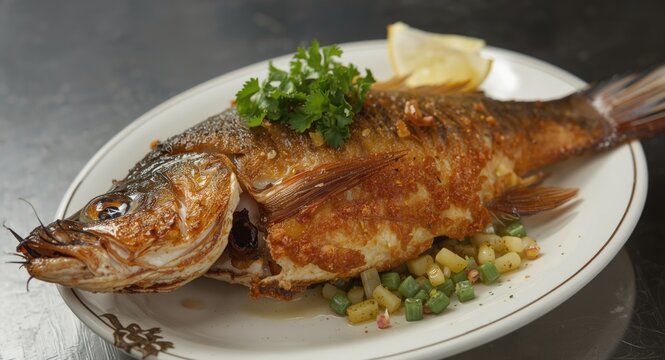 Fried roach fish dish crafted by a professional chef