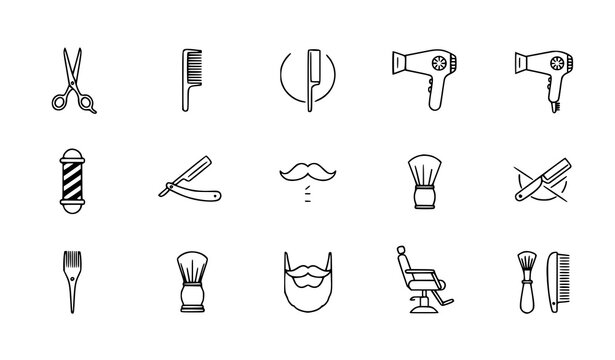 Barber shop icon set &ndash; simple hair salon vector collection