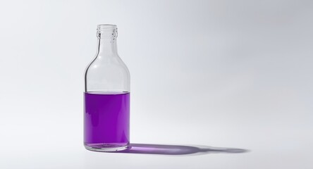 Obraz premium Clear bottle showcasing purple liquid placed on a smooth white background