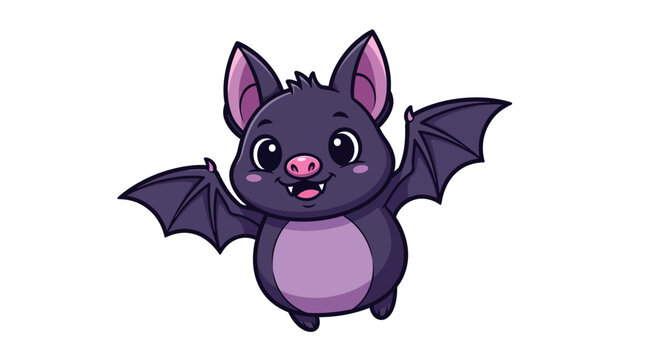 Cute cartoon bat with purple belly.