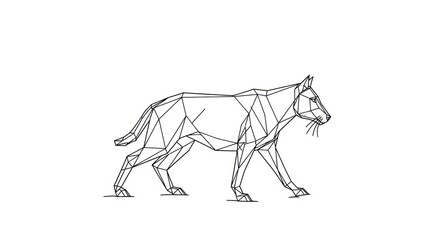 Fototapeta premium Line Art Illustration of a Walking Tiger.