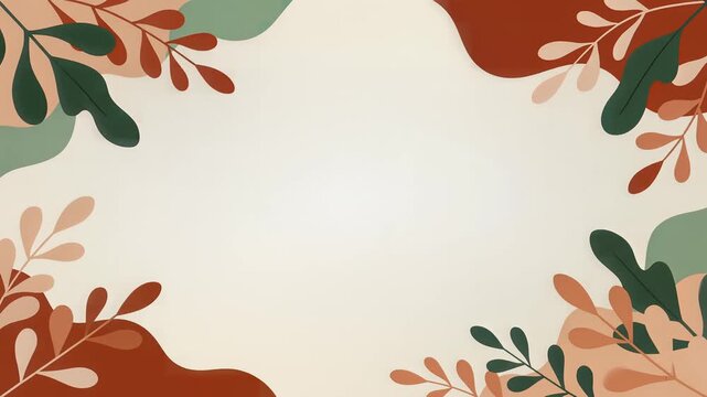 Bohemian Floral Background Template Earth Tone Leaves Graphic Design