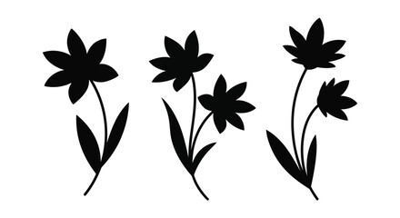 Obraz premium Black silhouettes of flowers on stems
