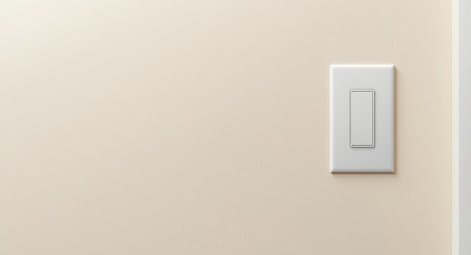 Close-up image showing a single light switch on a cream beige interior wall in a living space